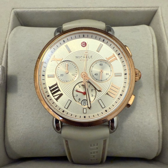 Michele Women's Watch with Pink and Silver Accents